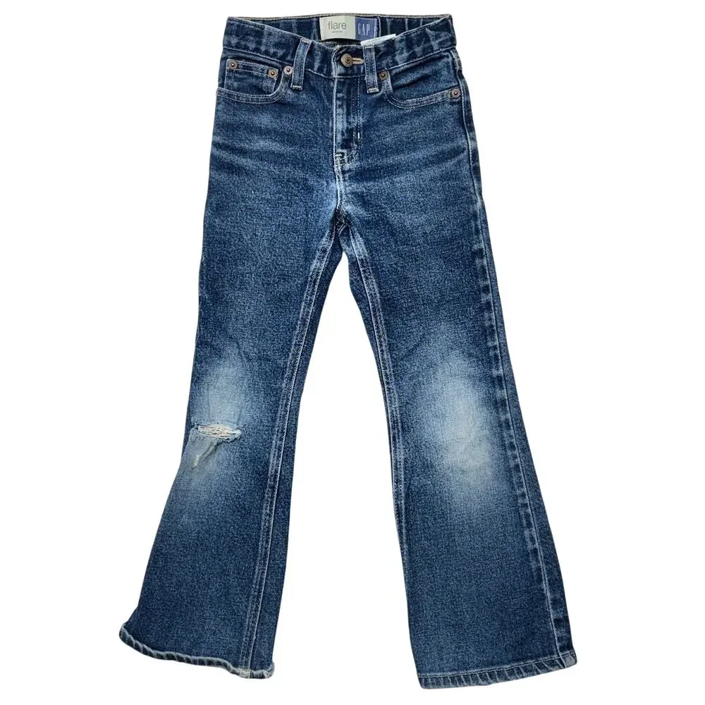 GAP Jeans 6 Girls Flare Stretch Slim Dark Wash Classic Mid Rise Casual